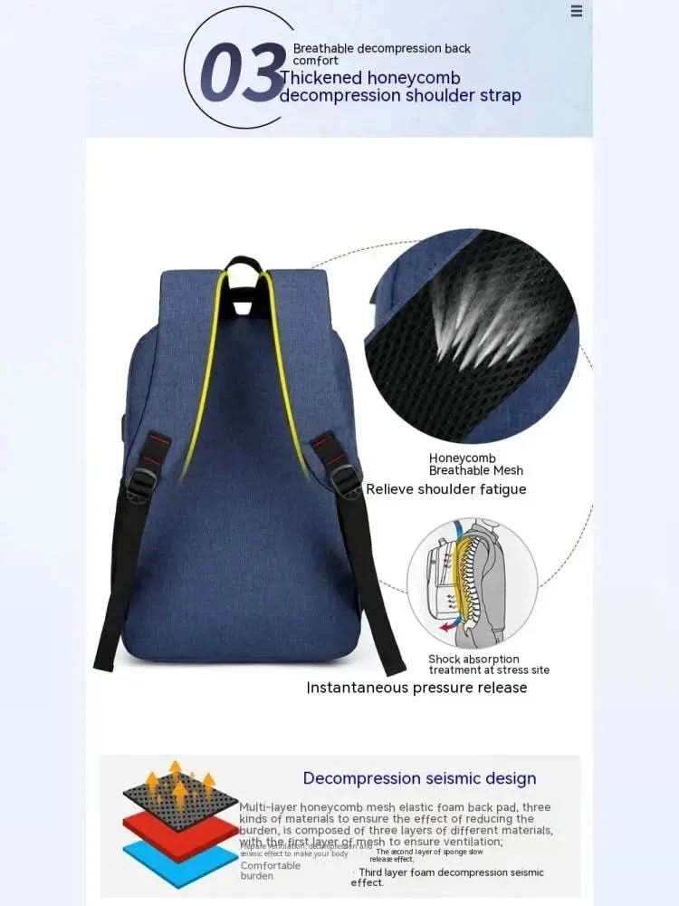 Mens BackPack LargeCapacity Simple Fashion Travel Female Student ComputerBag - M & M Global