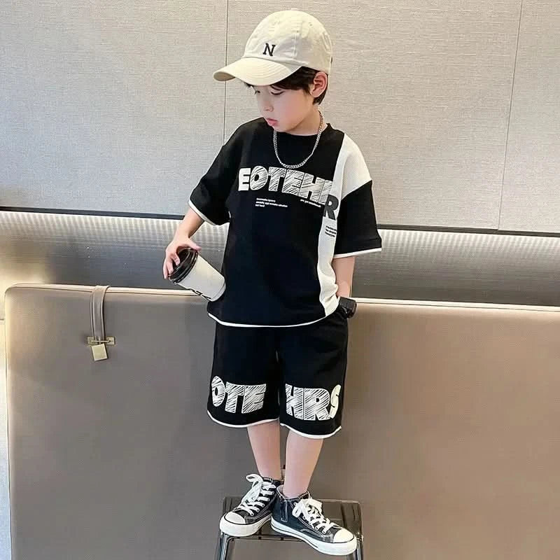 New Summer Teenagers Boys Clothing Sets Child Fashion Letter Top And Shorts 2Pcs Kids Tracksuit 4 5 6 7 8 9 10 11 12 13 14 Years - M & M Global