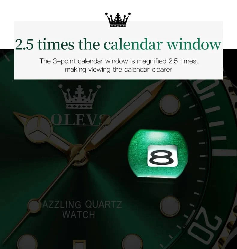 OLEVS Watches for Men with Date Luxury Big Face Waterproof Mens Wristwatch Analog Dress Two Tone Stainless Steel Man Watch - M & M Global