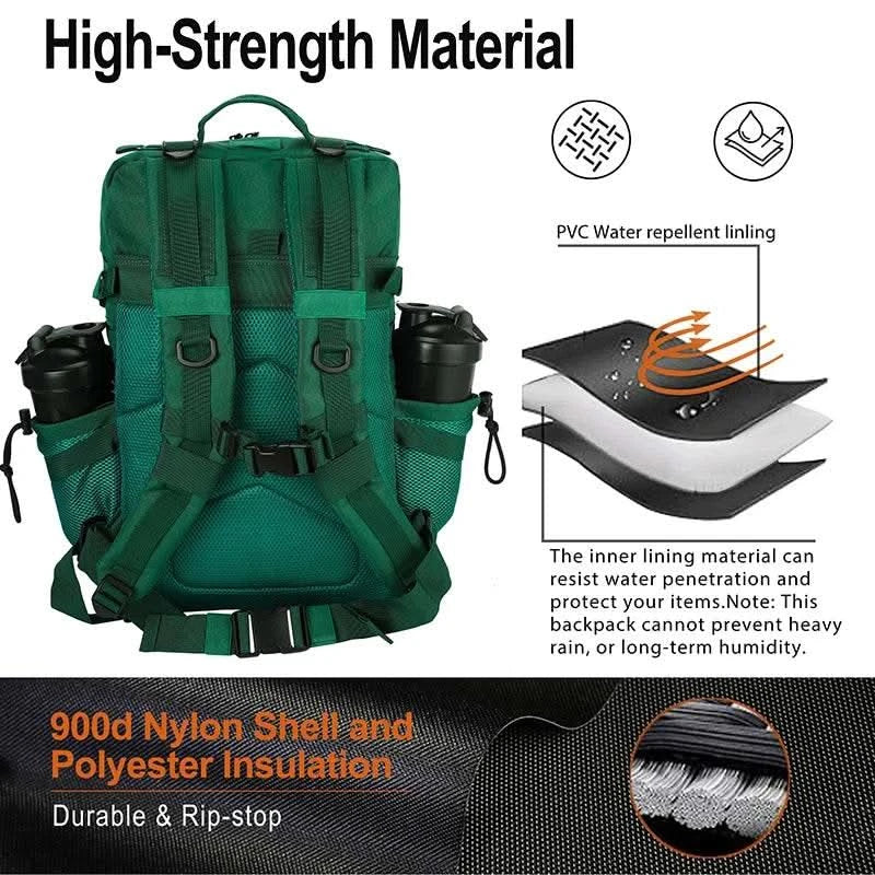 45L/25L Tactical Backapck for Men Women Waterproof Camping Travel Bag Outdoor Sports Hiking Survival Rucksack with Bottle Holder - M & M Global