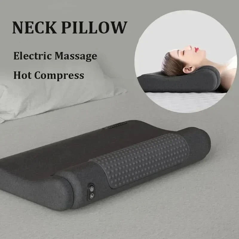 Heating Vibration Neck Massager Electric Cervical Pillow Back Traction Relax Sleeping Shoulder Neck Trapezius Muscle Massager - M & M Global
