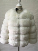 DEAT Fashion Orange Imitation Fox Fur Grass Coat Women's Round Neck Plush Thick Jacket Winter New 7A1578