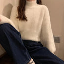 2025 Winter Imitate Mink Wool Hot Fleecing Female Turtleneck Elastic Casual Sweater Women Knitted Tops Pullovers Soft  Warm