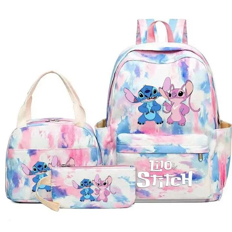 3Pcs Lilo Stitch Colorful Backpack Set With Tote and Pouch Large Capacity Lightweight And Breathable Outdoor Knapsack - M & M Global