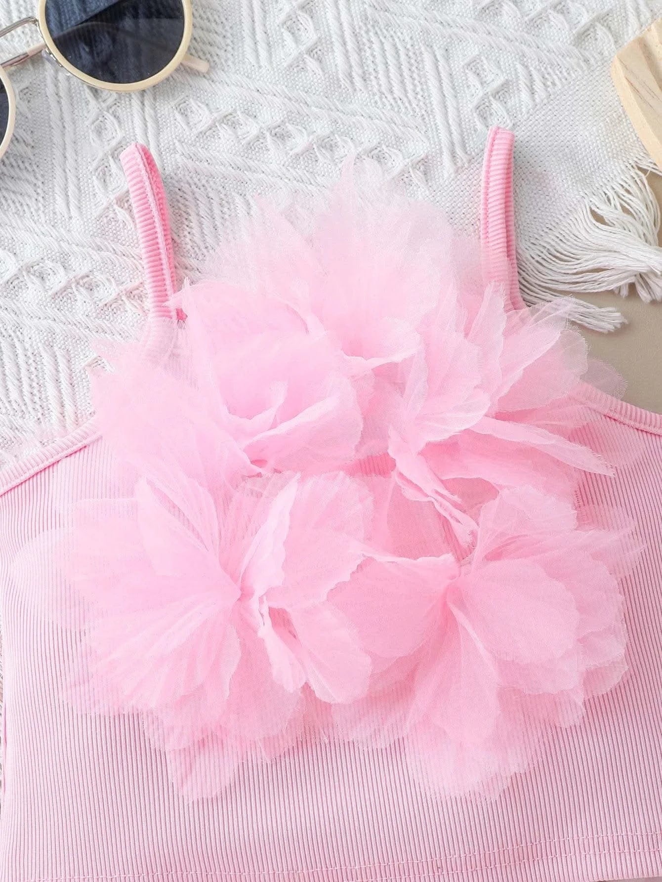 Children Clothing Summer Girl's Pink Outfit Sets Lace Mesh Flower Vest & shorts Pants Kids Clothes Girl's Elegant Sets For 1-6Y - M & M Global
