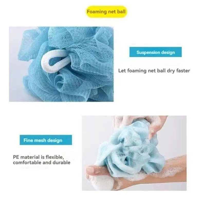 3 PCS Three-piece Bath Set, Rub Bath and Bath Artifact, Household Long Rub Back Towel, Bath Gloves, Bath Flower Set - M & M Global
