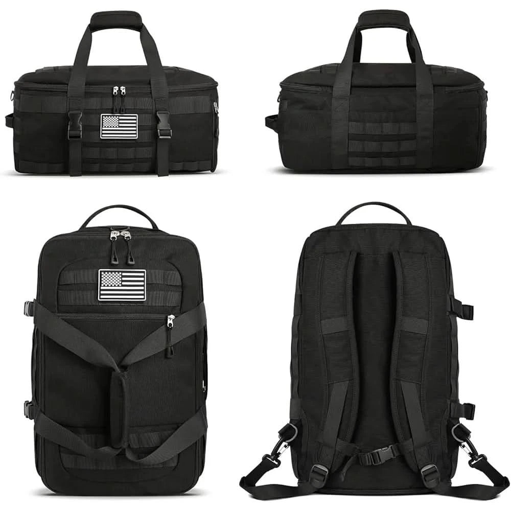 Large Tactical Duffle Bag 3 in 1 Gym Bag with Shoe Compartment Waterproof Multifunctional Travel Backpack with Wet Pocket and - M & M Global