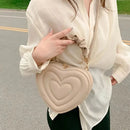 Luxury Quilted Handle Women PU Leather Shoulder Bag Fashion Heart Solid Color Crossbody Bag - M & M Global