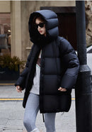 2025 Winter New Down Coat Women Parkas Fashion Long Hooded Outerwear Female Cotton-padded Padded Jacket Loose Ladies Overwear