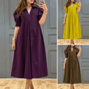 ZANZEA Fashion V-neck Pleated Dresses Women Solid Puff Short Sleeve Midi Dress 2024 Summer Elegant Street Loose Dress Oversized