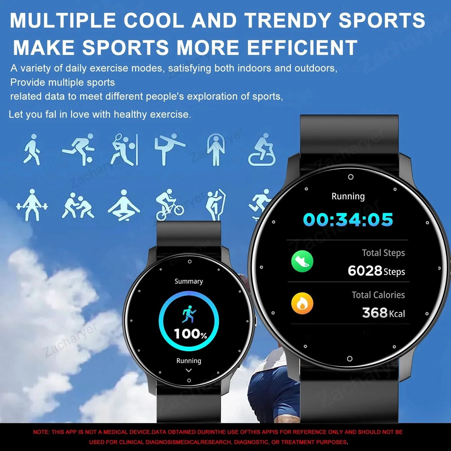 Smart watch with full touch screen, call, message reminder and other functions, compatible with iPhone/Android phones