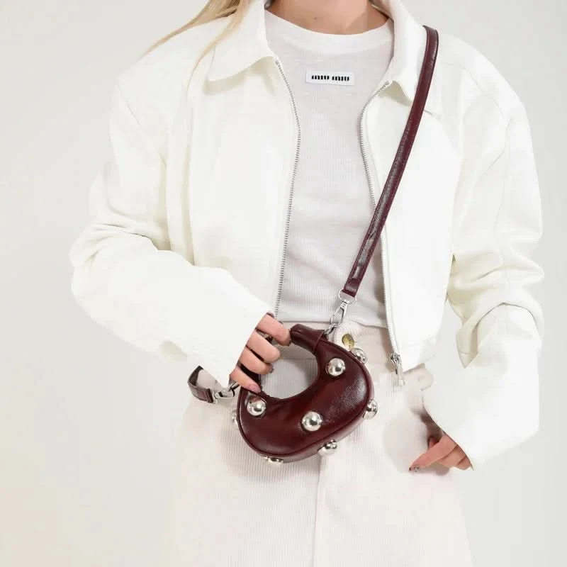 Retro Versatile Ladies Mini Handbag Women Big Rivet Personality Luxury Designer Crossbody Bags for Women Streetwear Shoulder Bag - M & M Global