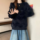 Solid Color Pullover Sweater Women's Autumn and Winter Fashion Long-sleeved Bottoming  Top