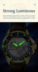 CAREKISO Fashion Men's Watches Original Mechanical Leather Men Clock Waterproof Hollow Tourbillon Automatic Man Watch Reloj Male