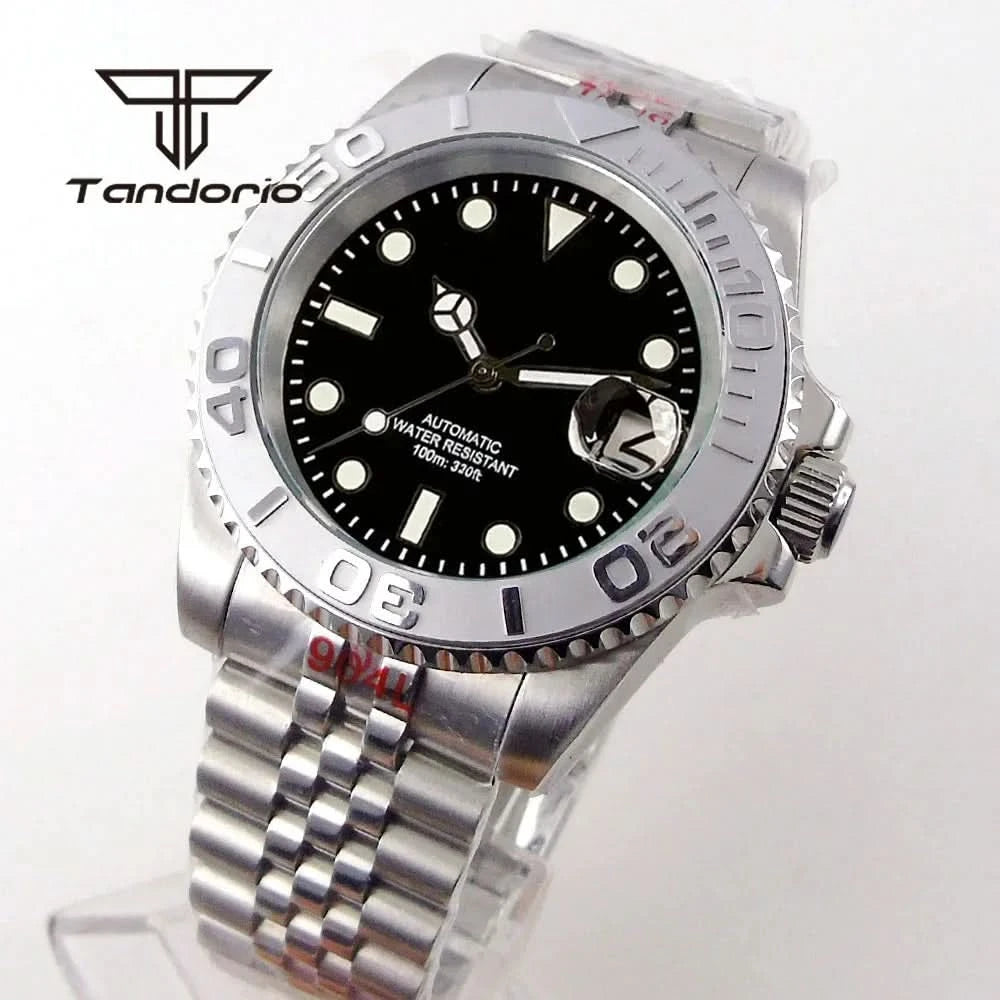 Tandorio NH35A Date Stainless Steel 40mm Dive Automatic Men Watch Sapphire Crystal Rotating Bezel Luminous Mechanical Wristwatch - M & M Global