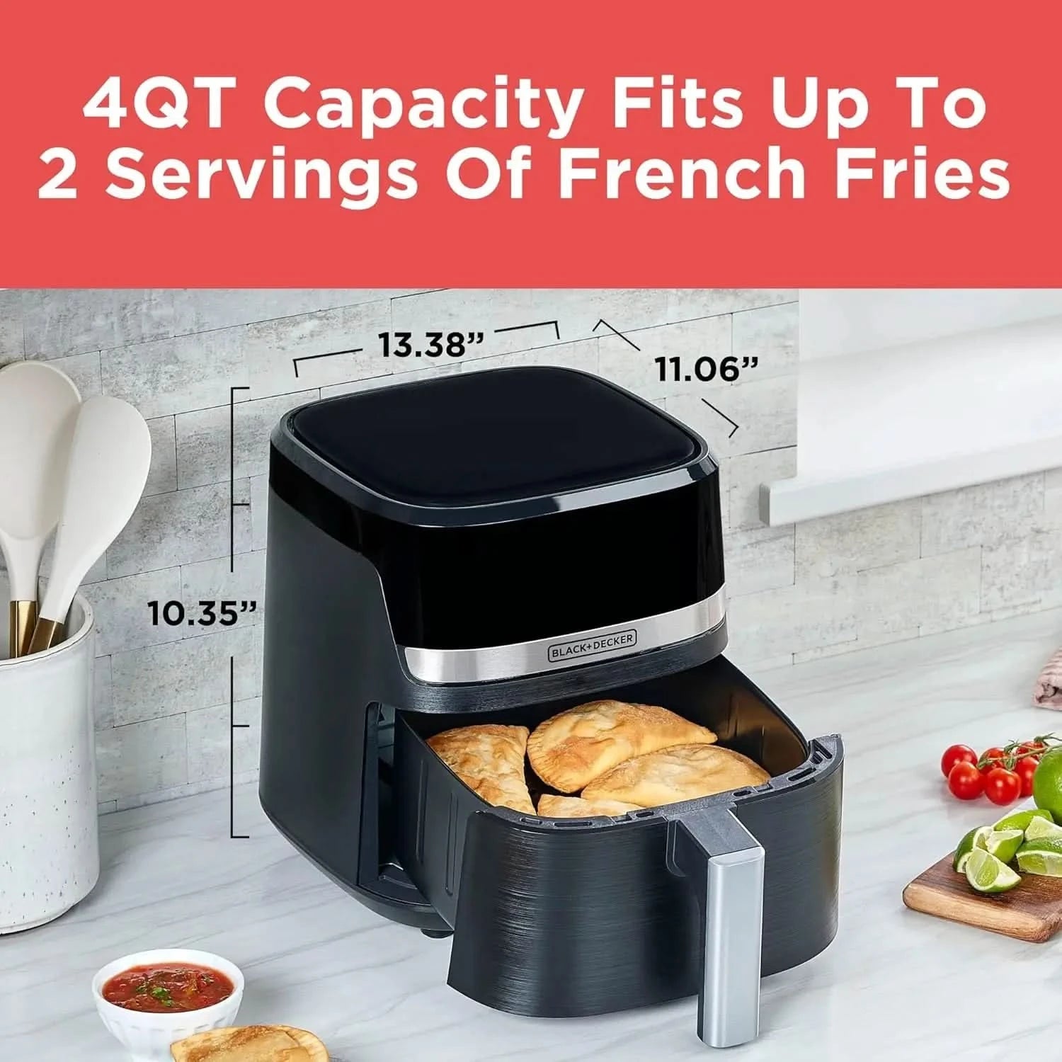 Purifry 4QT Air Fryer, Crispy Deep Fried Taste without the Fat, Plus Bake, Dehydrate, and Keep Food Warm, Digital Touchscreen an - M & M Global