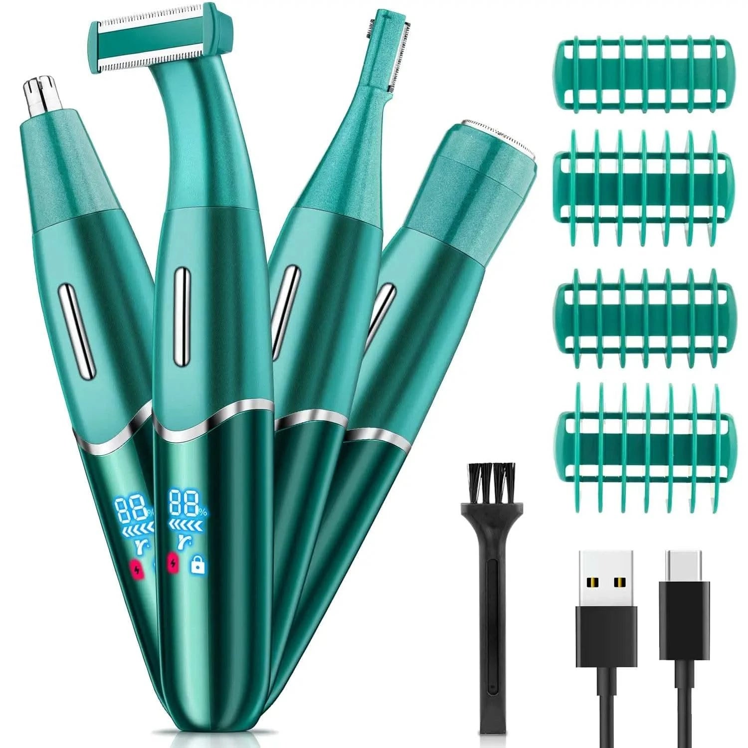 4 in 1 Intimate Areas Haircut Shaver Women Bikini Line Sensitive Razor Balls Pubic Hair Shaving Trimmer Face Beard Clipper 5683A - M & M Global