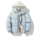 New Men's Winter Thickened Cotton Coat Fake Two-piece Fashion Brand Winter Cotton Coat New Loose Warm Hooded Cold Jacket