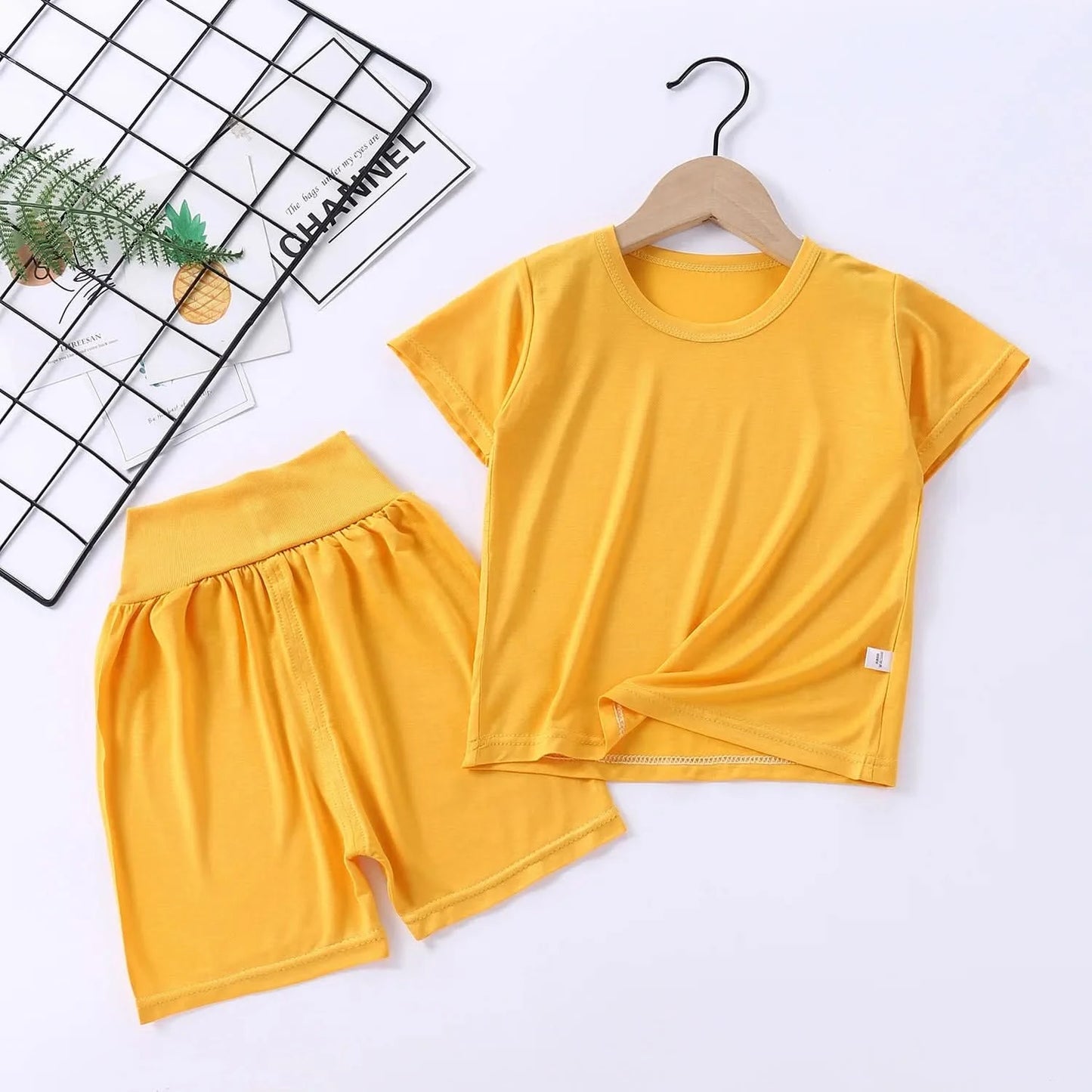 Children's Pajamas Modal Short-sleeved Suit Summer Pajamas Children's Clothing High Waist Belly Protection Home Clothes - M & M Global