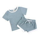 2025 New Style Baby Boy Clothes Sets For Children Kids Girls Clothes Ribbed Solid Cotton Short Sleeve Tee＋Pants Toddler Clothing - M & M Global