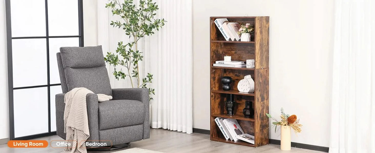 JHK 6 Tier Wooden Shelf Bookcase 63 Inch Tall Floor Standing Open Bookshelf for Living Room and Home Office Personalized Storage