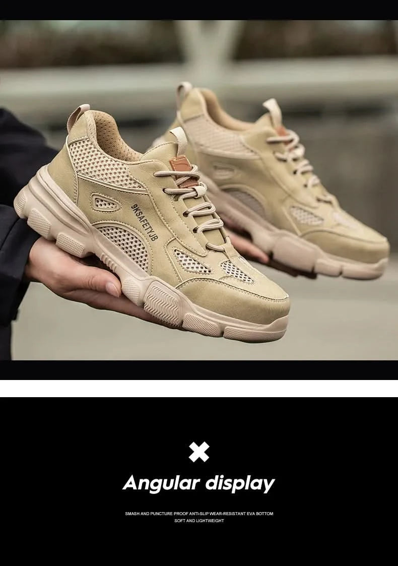 Men Work Sneakers Protective Shoes Safety Industrial Puncture-Proof Anti-smash Steel Toe Shoes Breathable Construction Work Shoe