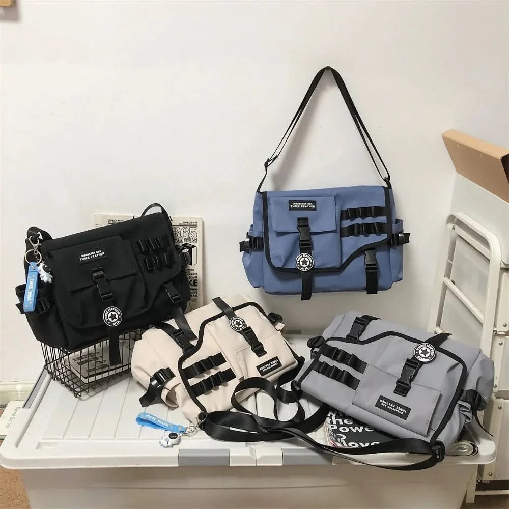 Unisex Nylon Fabric Messenger Bags Multi Pockets Large Capacity Shoulder Shopper Tote Bag Student School Satchels Female Handbag - M & M Global