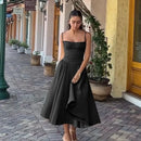 Summer Women Elegant Sleeveless Backless Pleated Dresses Lady Sexy Solid Sling Midi Dress 2024 Female Party Evening A-line Robes - M & M Global