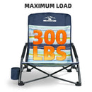 Tisetrail 2 Pack Portable Beach Chair For Adults Low Back Sling Chair With Cup Holder Folding Mesh Sand Chair Lightweight