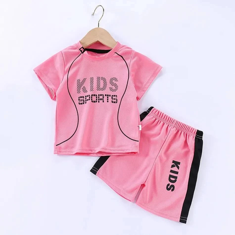 Children Summer Short Sleeve Football Basketball Suit Clothing Set Boy Girl Jersey Quick Drying Breathable Kids Sports Wear - M & M Global