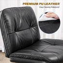 JHK PU Leather Cross Legged Office Chair with Wheels Armless Desk Chair Height Adjustable Swivel Wide Seating for Home Bedroom