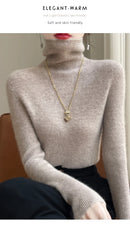 Autumn And Winter Knitted Pullover High-Neck Sweater, High-Elasticity, Fashionable And Comfortable Long-Sleeved Women's TopRY128