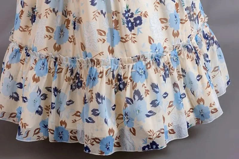 Girls flower pearl long sleeved princess dress 4-12 years old elegant bow printed long dress carnival birthday party performance - M & M Global