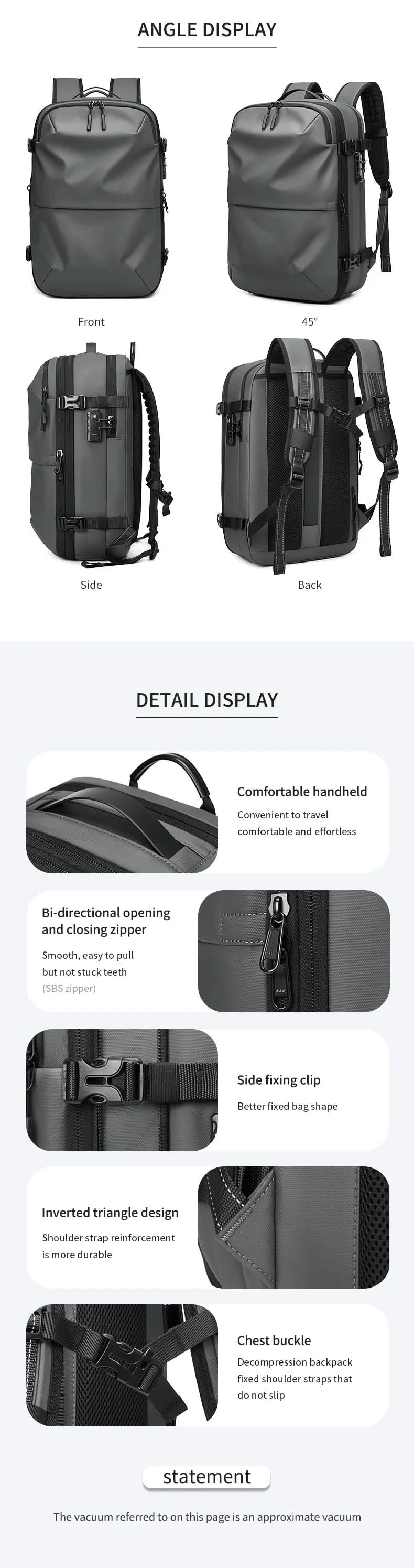 Men Travel Backpack vacuum compression 17 inch Laptop Backpack Business Large Capacity school Backpack Expanded Hiking backpack - M & M Global