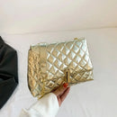 Luxury Laser Design Chevron Quilted Shoulder Bag  Women's High Quality Embroidered Thread PU Leather Crossbody Messenger Bag - M & M Global