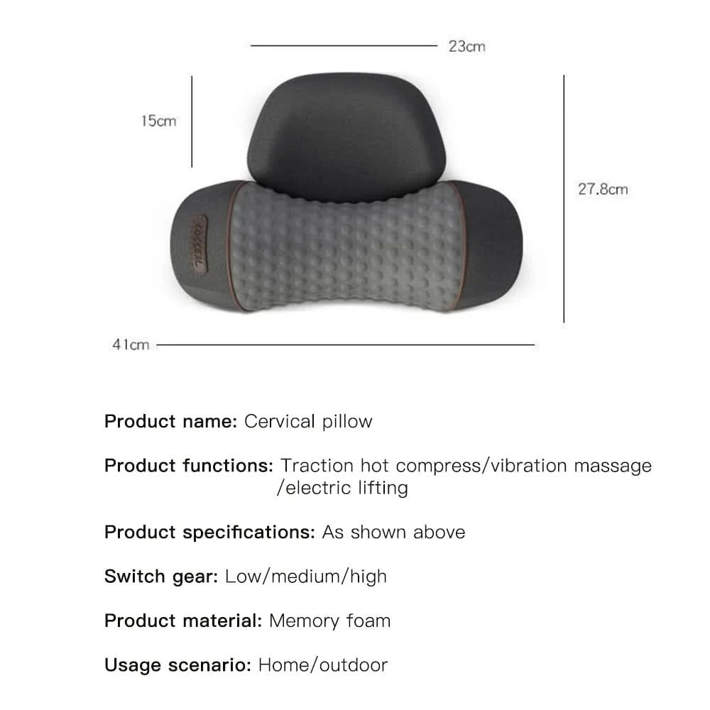 Electric Neck Massager Pillow Cervical Stretcher Heating Vibration Massage Back Traction Orthopedic Sleeping Pillows Support - M & M Global