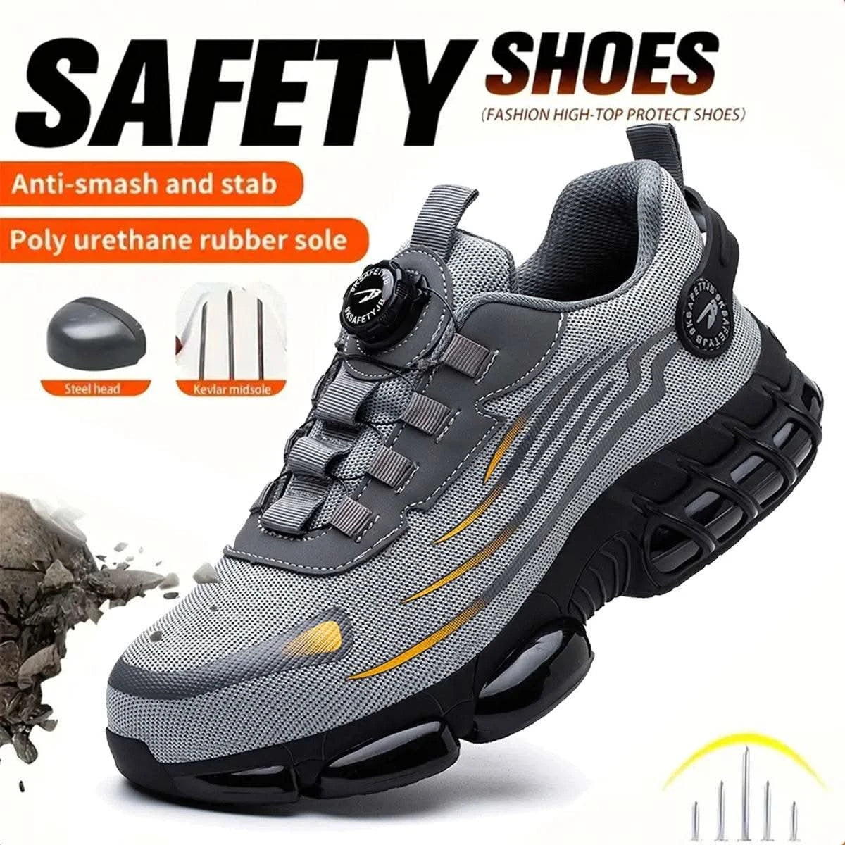 Breathable lace-free soft sole comfortable anti-smash anti-puncture labour insurance shoes - M & M Global