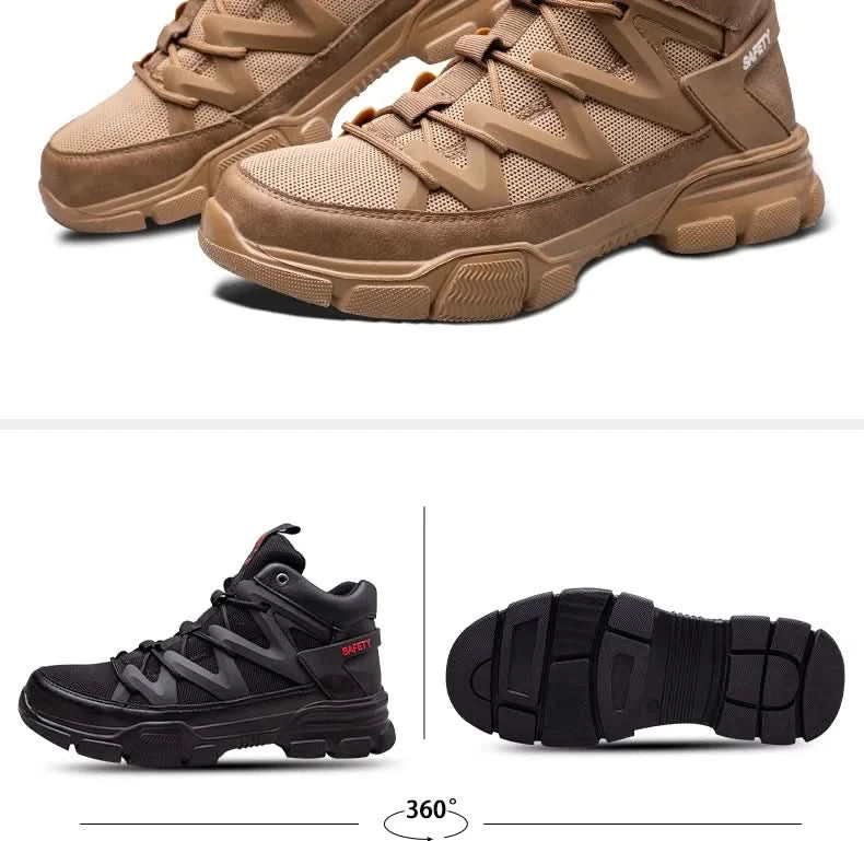 Composite Toe Work Boots Mens Puncture-Proof Midsole Non-Slip Breathable & Comfort Fit for Warehouse Use Anti-smash Work Boots