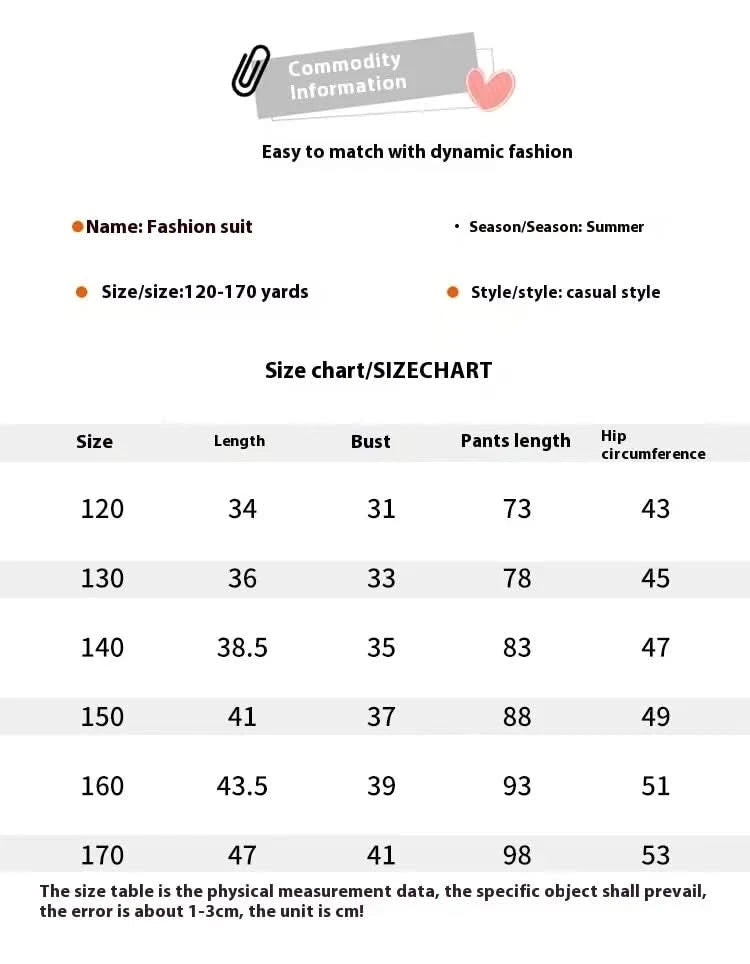 Girls' summer casual suit, new children's fashionable T-shirt, casual pants, summer dress, foreign short-sleeved two-piece set, - M & M Global