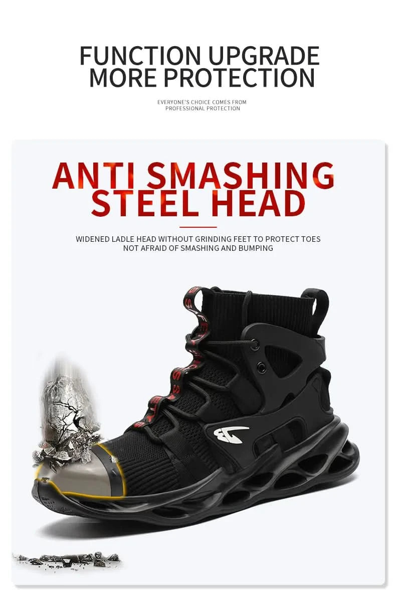 Steel Toe Shoes for Men Work Boots Lightweight Sneakers Indestructible Boots Anti-smash Anti-Punctur Construction Safety Shoes