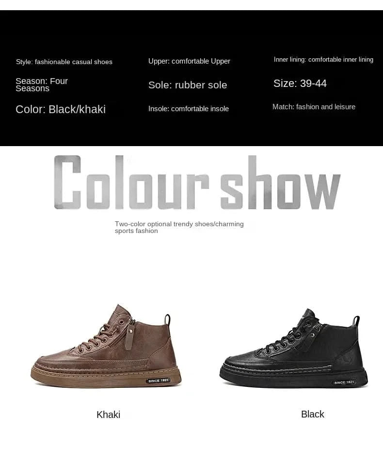 Men Boots Winter High Top Leather Shoes Fashion Cotton Shoes Fashion Ankle Boots Business Casual Outdoor Shoes Male Sneakers New - M & M Global