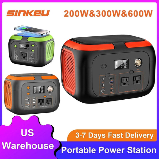 600W/300W/200W Portable Power Station,110V AC Outlets Solar Generator Storage Energy Power Bank For Camping Travel RV Trip Home - M & M Global