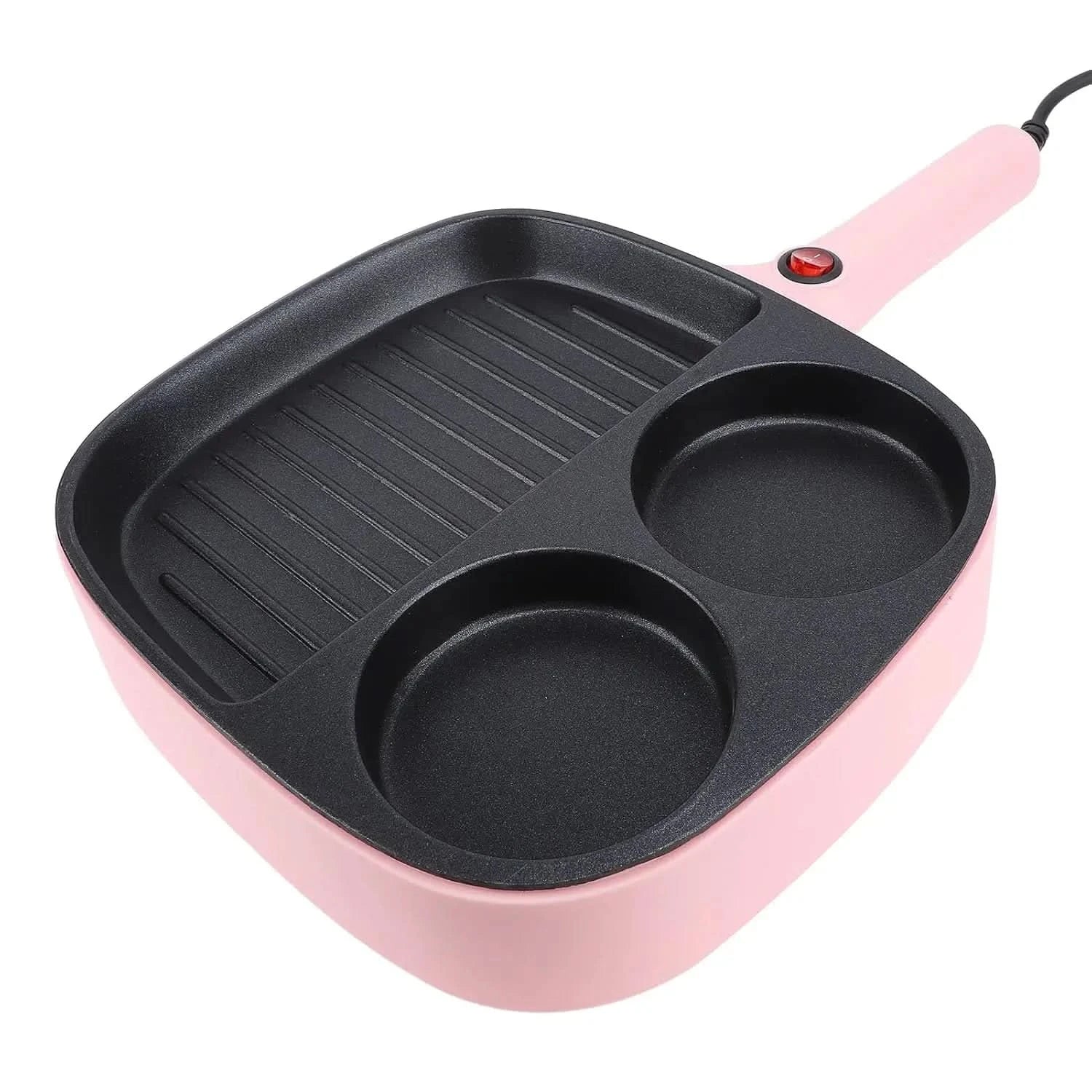 Electric Breakfast Sandwich Maker Nonstick Egg Pan Divided Grill Burger Machine Pink for Kitchen (US Plug 110V) - M & M Global