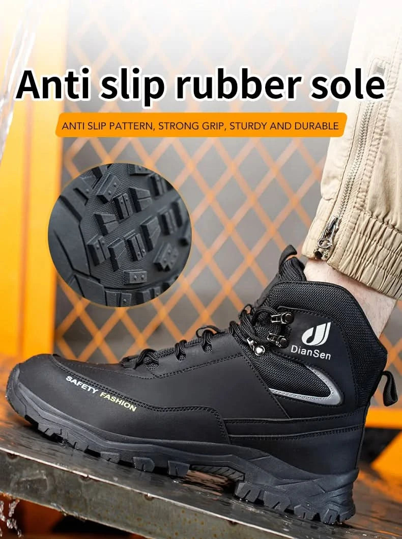 Mens Safety Shoes With Steel Toe Waterproof Boots Puncture Proof Anti-smash Mens Outdoor Work Sneakers Construction Work Shoes
