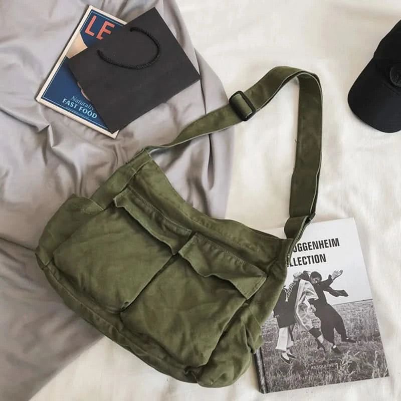 Women Vintage Handbag Canvas Teenager Shoulder Tote Bags Messenger Bags Ladies Casual Handbag Crossbody Purse - M & M Global
