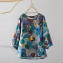 ZANZEA Women Long Sleeve Blouse 2024 Autumn Retro Floral Print Shirts Vintage Office Lady Cotton Chemise Holiday Round Neck Tops