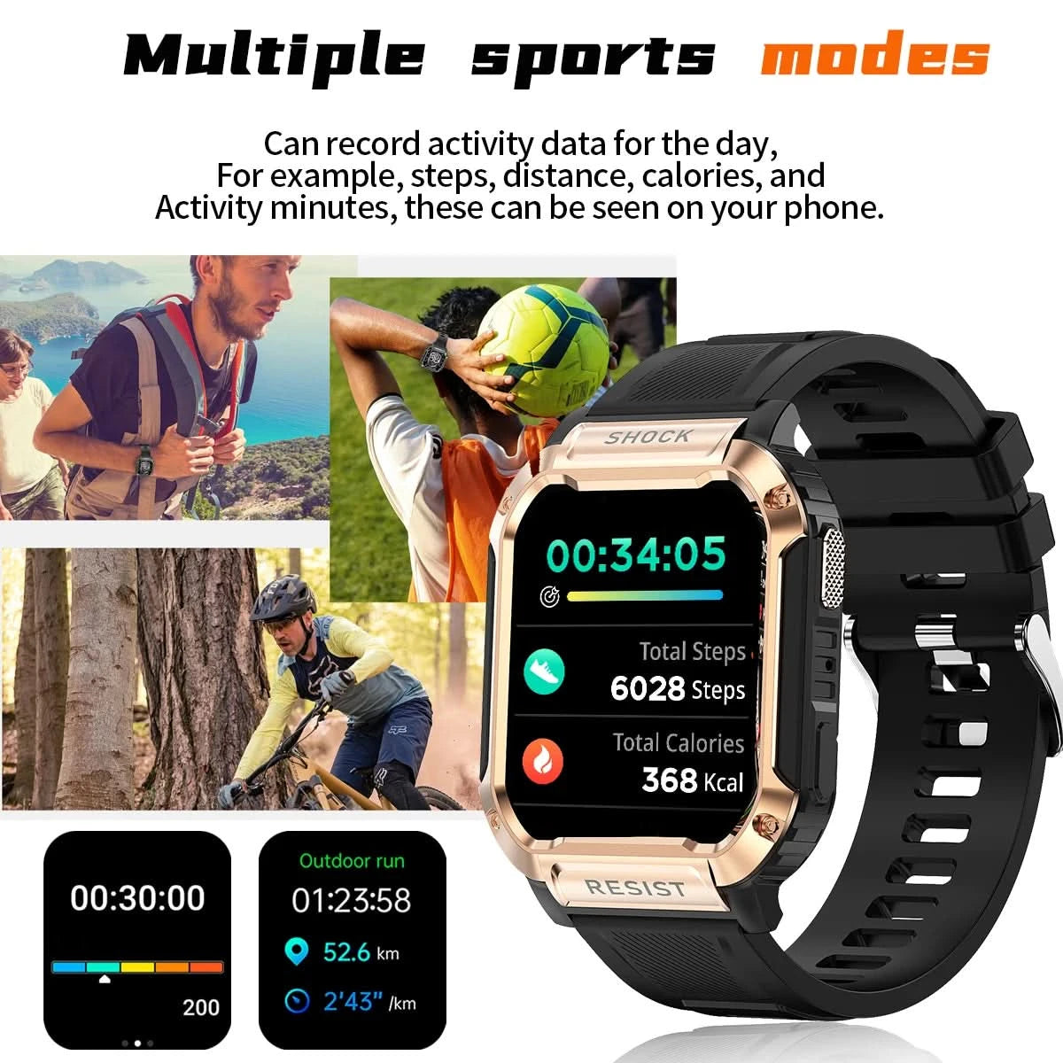 Smart watch with full touch screen, call, message reminder and other functions, compatible with iPhone/Android phones