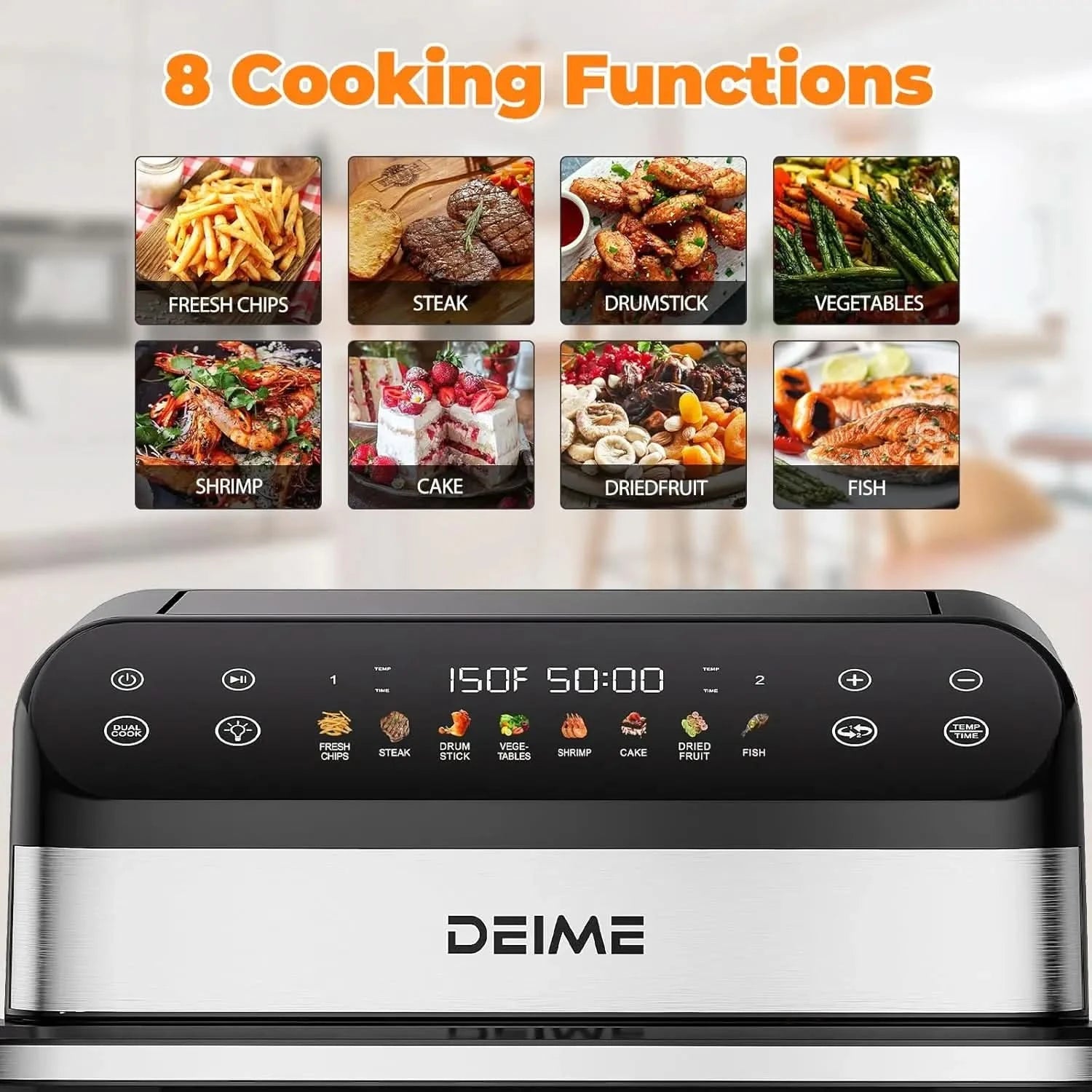 Air Fryer 10.6 QT Oilless 1800W Large Capacity Oven Air Fryers Healthy Cooker with 8 Preset, Large AirFryer for Families Visual - M & M Global