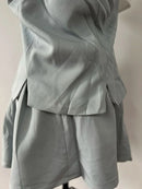 French Spicy Bow Splice Vest Pleated Skirt Two Piece Set Women Backless V-Neck Single Breasted Celebrity Fashion Slim Summer Set - M & M Global