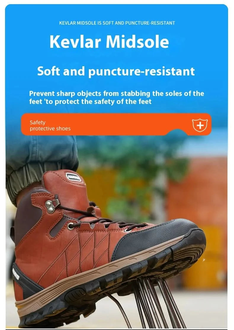 Men’s Steel Toe Work Shoes Widen Metatarsal Protection Puncture-Resistant Slip & Abrasion-Resistant Construction Work Shoes